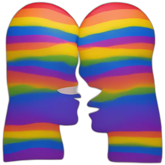Gay flag with two men kissing emoji