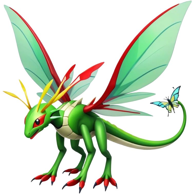  Cool Edgy Shiny Futuristic Ethereal Legendary Kartana-Digimon-Schyther-Flygon-hybrid full body with butterfly wings emoji