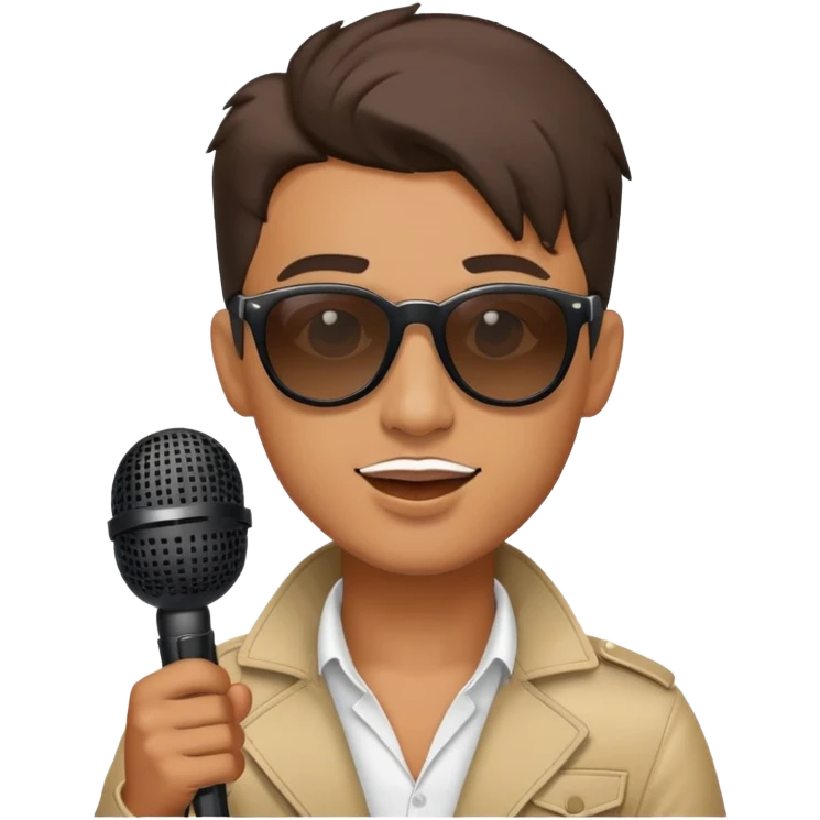cool male singer with sunglasses and microphone emoji