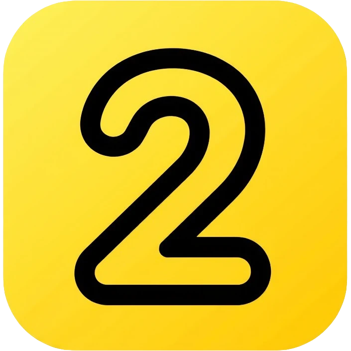 Number 2 on a yellow volumetric background emoji