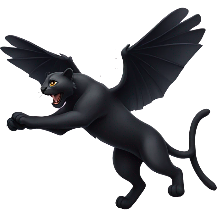 winged black leopard flying emoji