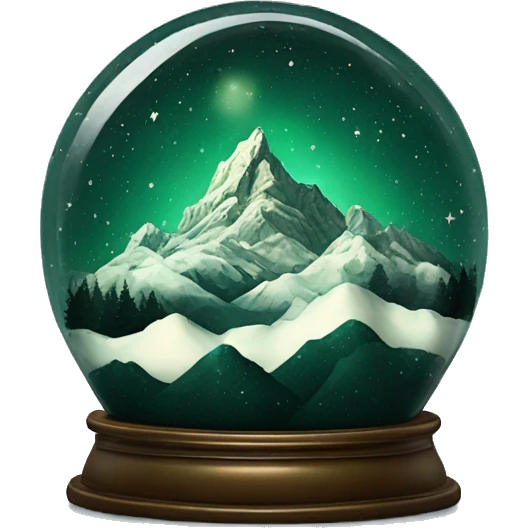 vintage dark green rococo night sky mountains snow globe emoji