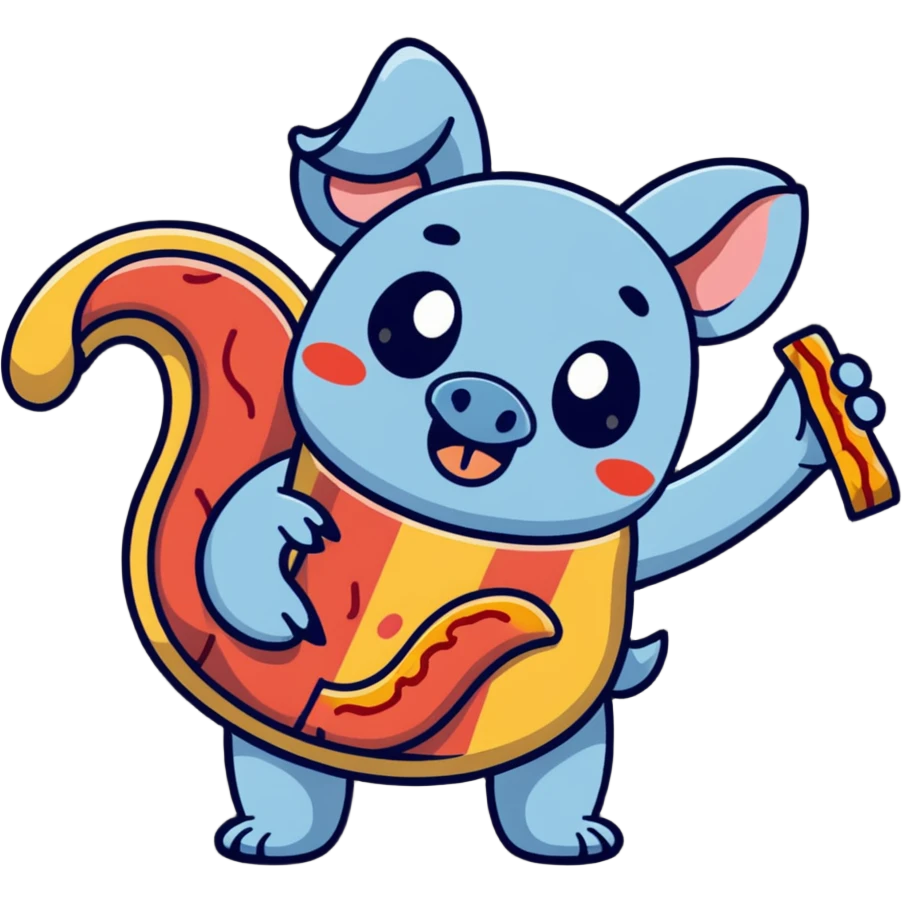 winking Stitch holding a bacon strip emoji