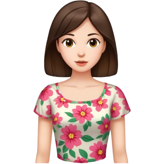 Brunette floral top  emoji