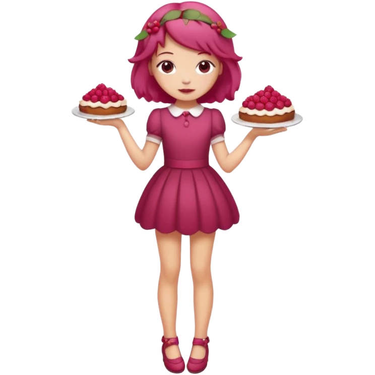 Raspberry torte human girl full body and legs with a raspberry barrette on her hair without a cake emoji