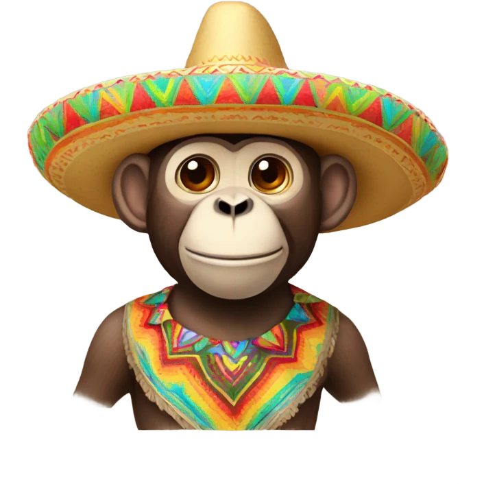 Monkey wearing a Mexican hat emoji