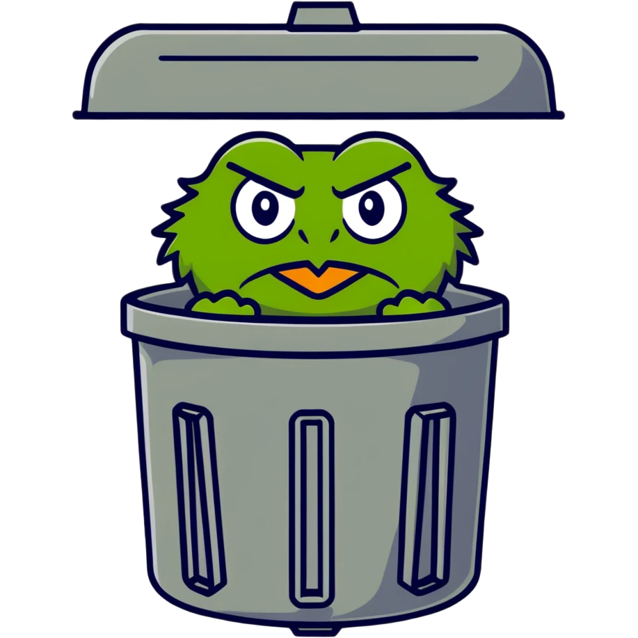 Oscar the Grouch in a trash can emoji