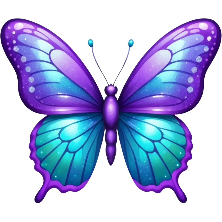 glitter purple and cian buttlerfly emoji