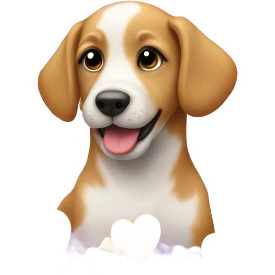 Puppy with hearts emoji