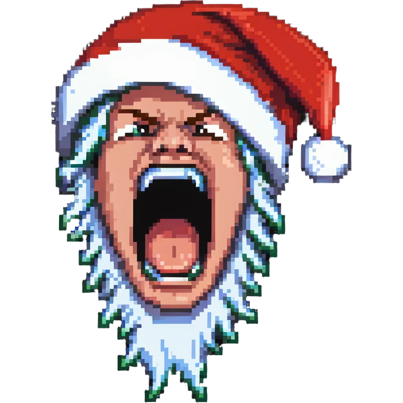 screaming face wearing a Santa hat emoji
