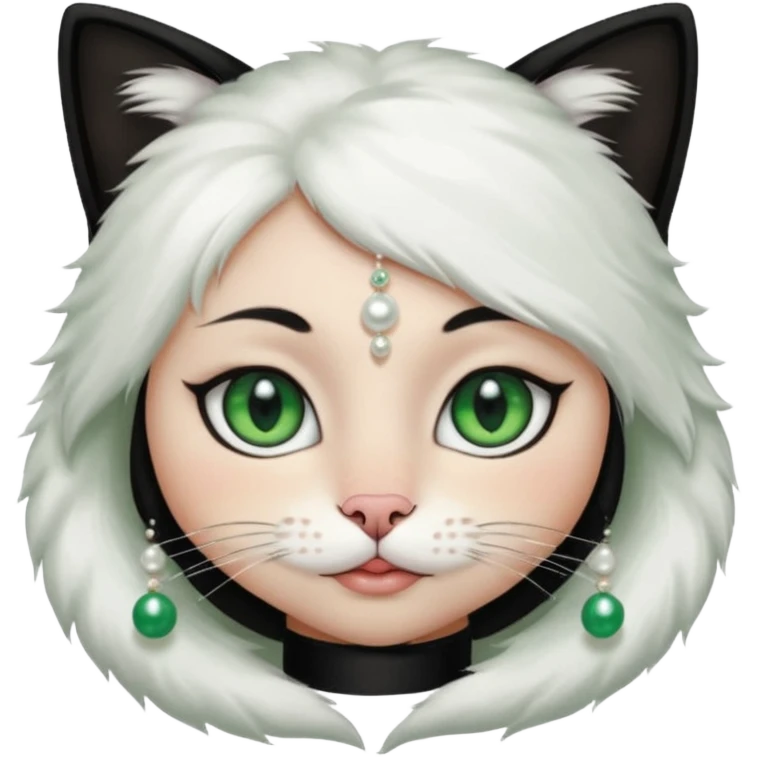 frame The Girl and the Pearls Painting, cat face emoji