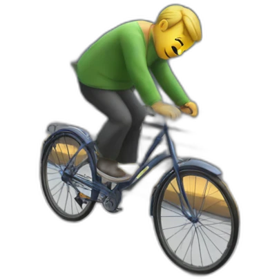 A man on a bicycle falls onto the tracks of a tramway emoji