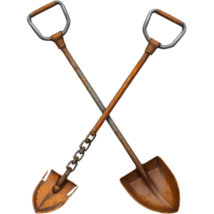 a shovel breaking a chain, minimal background emoji