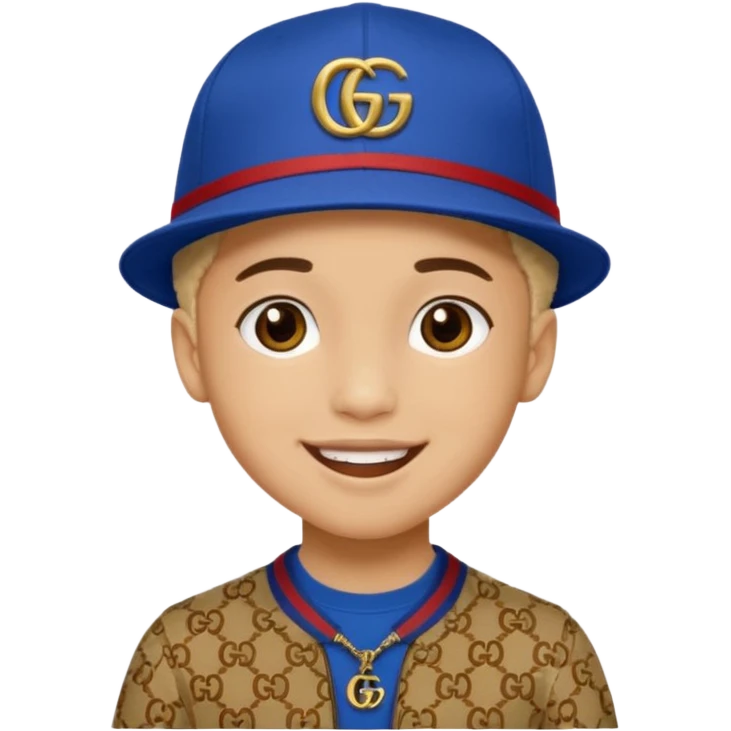 Ragazzo mulatto con cappello Gucci che fa il terzo dritto emoji