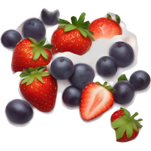 fruit yogurt bowl with strawberries and grapes emoji