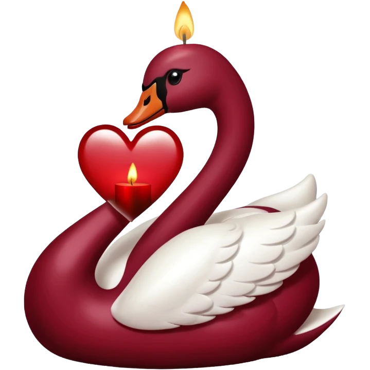 Maroon heart, swan , candle seperately  emoji