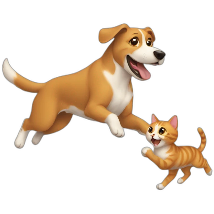 dog chasing cat emoji