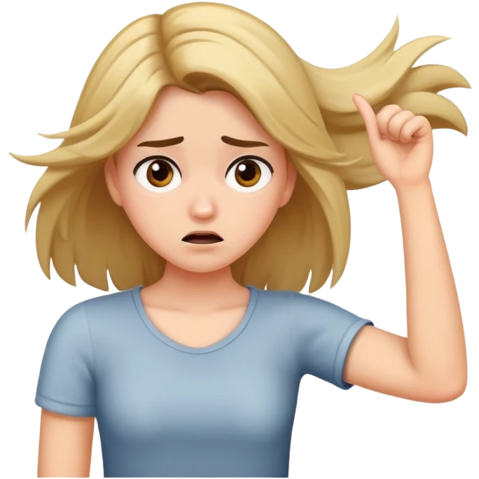 An annoyed girl flipping her hair with one arm  emoji