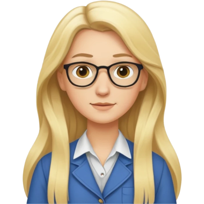 fun blonde history teacher, casual outfit, long hair, suitable for a profile picture emoji