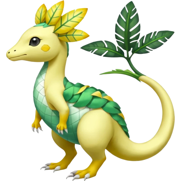 Tropical Exotic Tropius-Leavanny-Gallade-Ampharos-Inteleon-Nidoqueen-Fakémon-Pokémon-hybrid-fusion-creature, full body emoji
