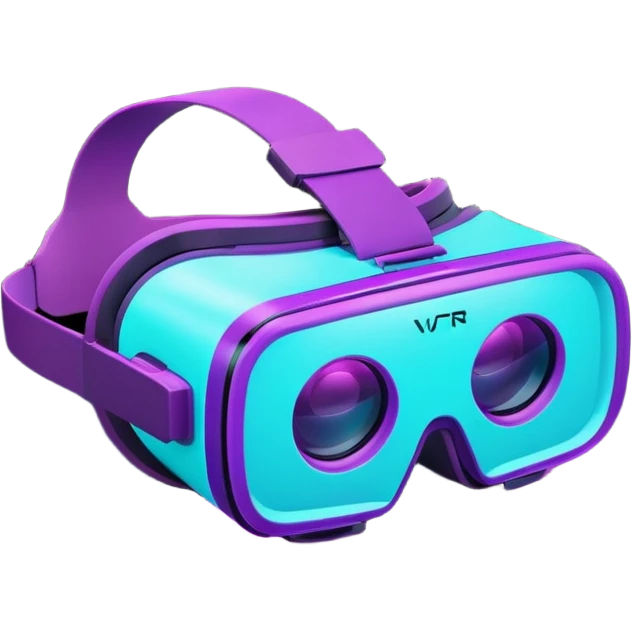 glowing neon VR headset, purple and cyan color emoji