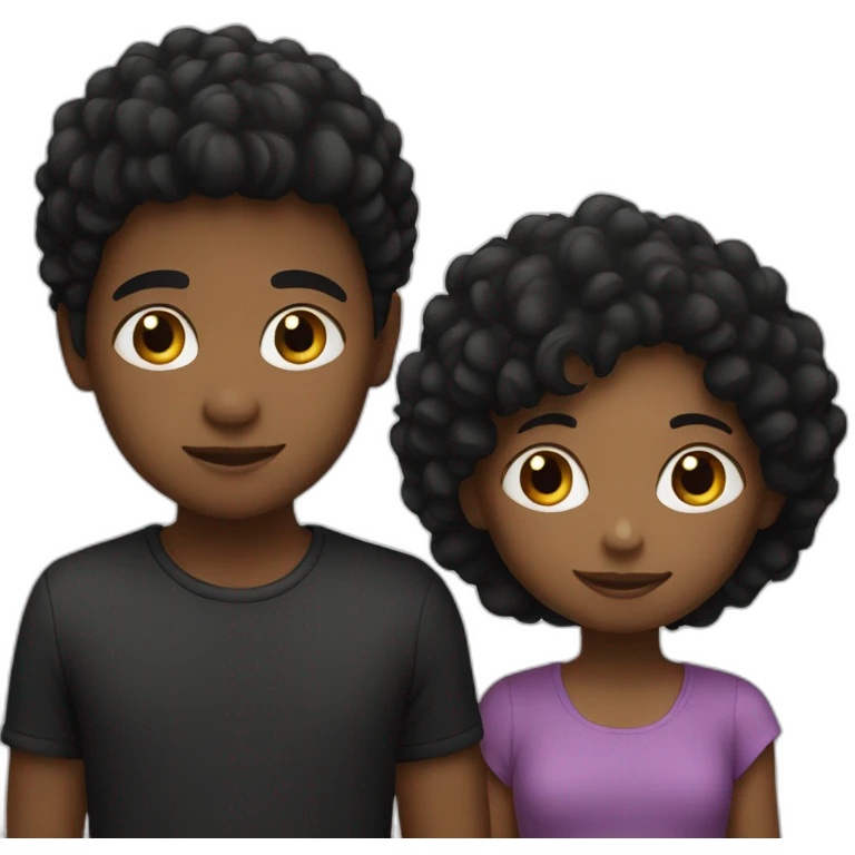 A boy with a black gir emoji