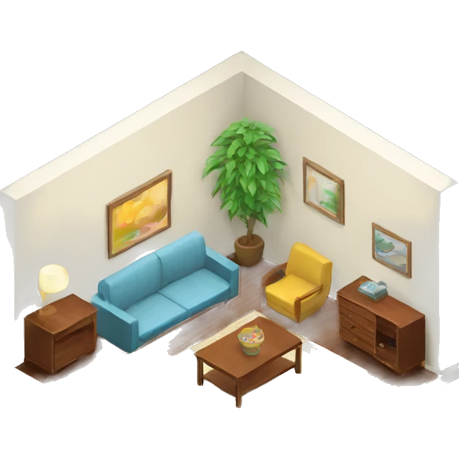 apartment living room isometric emoji