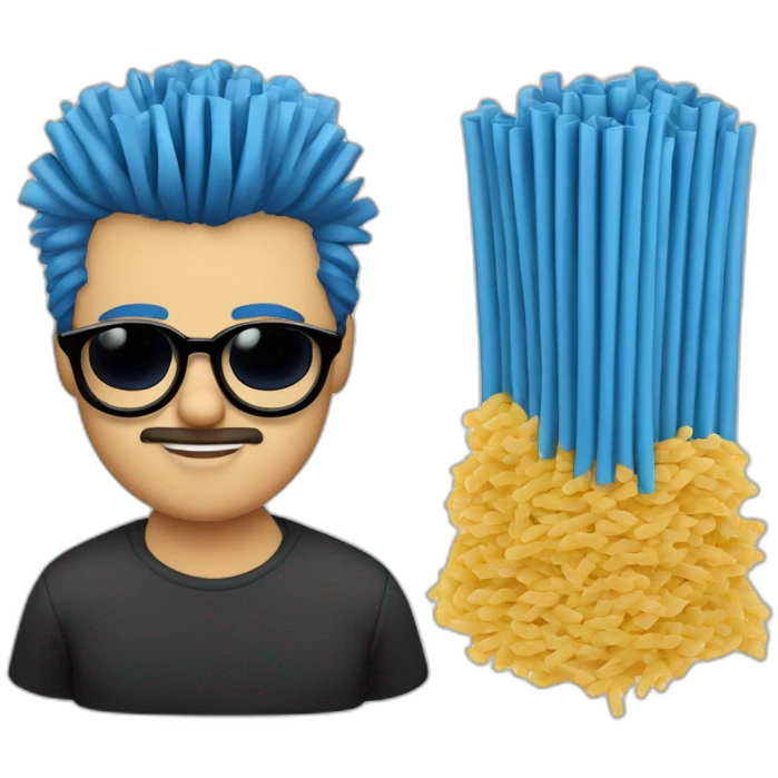 CARA DE CHICO CON GAFAS AZULES DE PASTA SIN VIGOTE Y PELO CORTO NEGRO CON FLEQUILLO DE PUNTA emoji