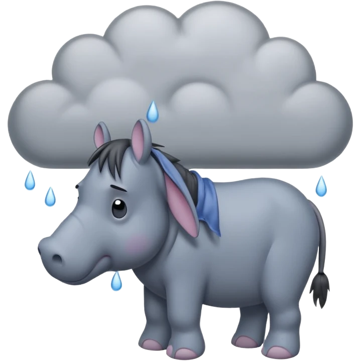 Eeyore under a rain cloud emoji