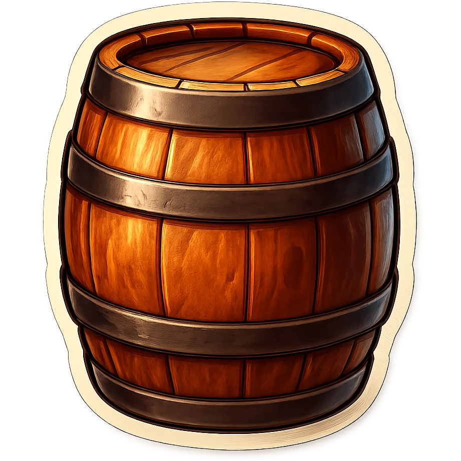 A whiskey barrel with a rustic and aged appearance emoji
