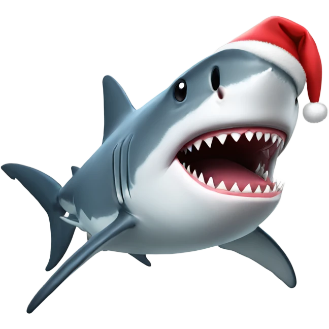 Shark with a santa hat on emoji