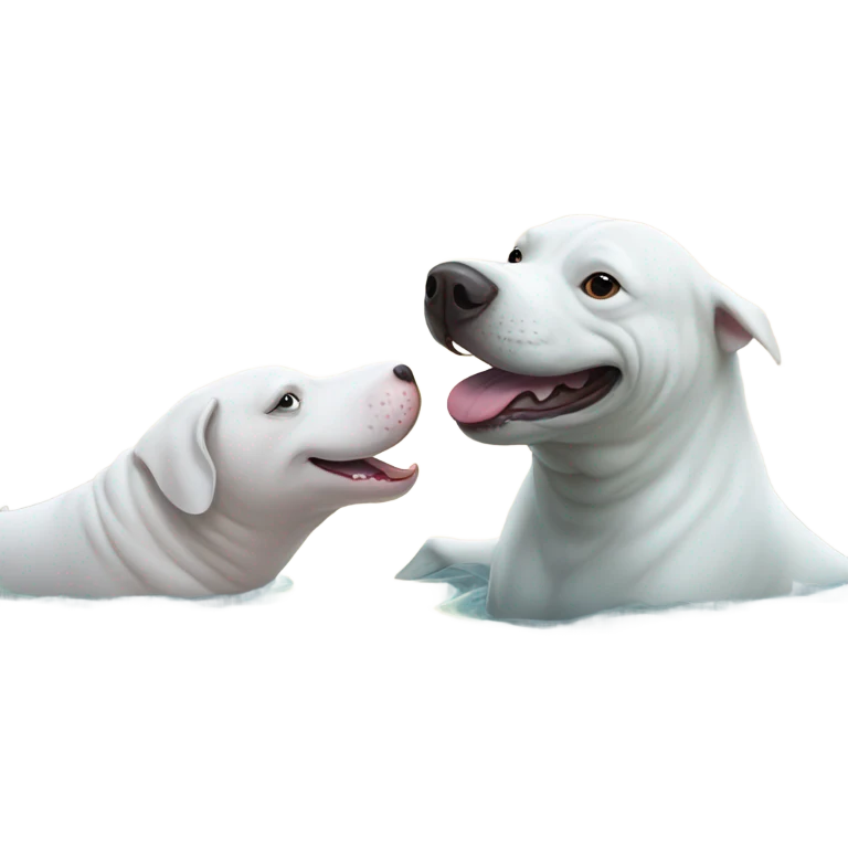 Beluga whale with a white pitbull emoji