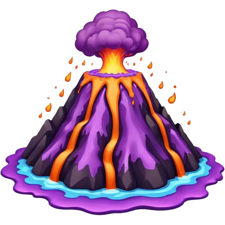 A volcano errupting only with a pure purple liquid and purple fire emoji