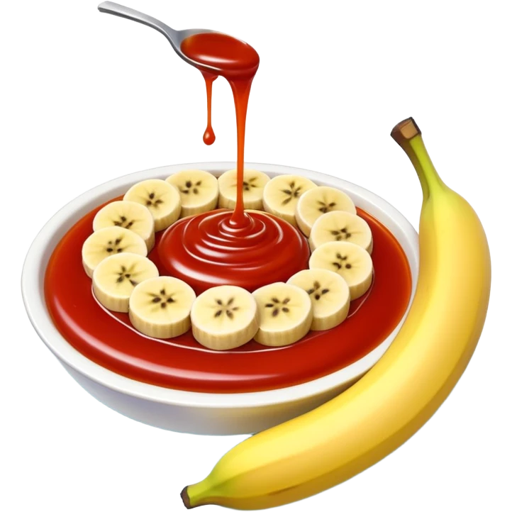 tart with sweet sous and fruit with banana  food in 3d style no faces emoji