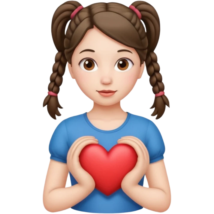 Her hair is in pigtails and her pubic hair is shaped like a heart.  She has wide hips emoji
