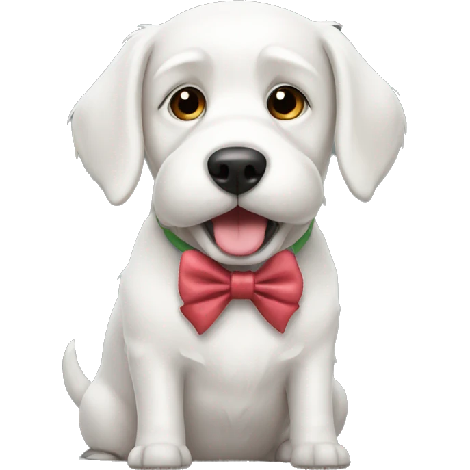 White dog with bow emoji