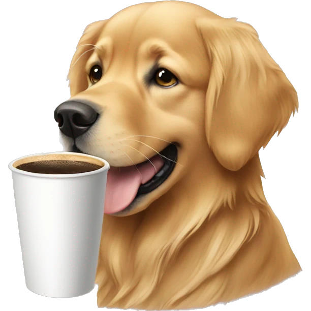 Golden retriever drinking a coffee  emoji