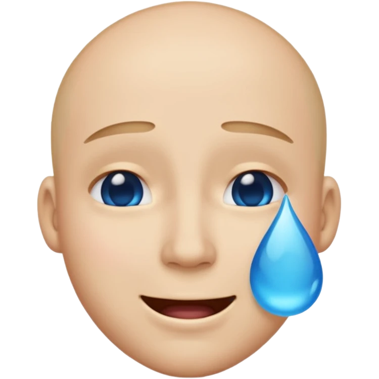 Pleading Face emoji, smiling with closed eyes and two large blue tears—iOS style. emoji