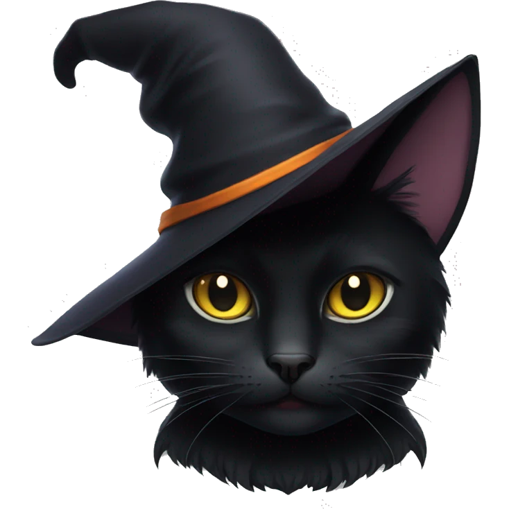 Black cat in witch hat emoji