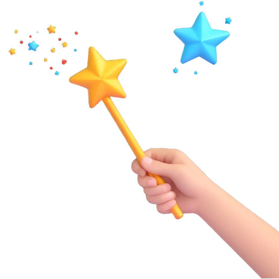a magic wand and a hand, 3D emoji style emoji