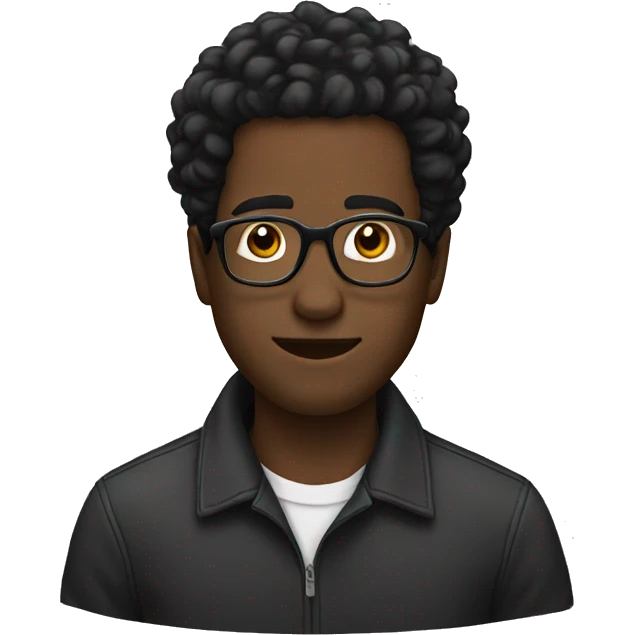 black male with glasses and hair, facing sideways to the right  emoji