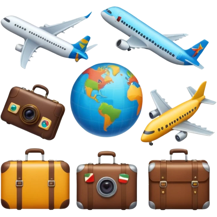 набор эмодзи на тему путешествия emoji