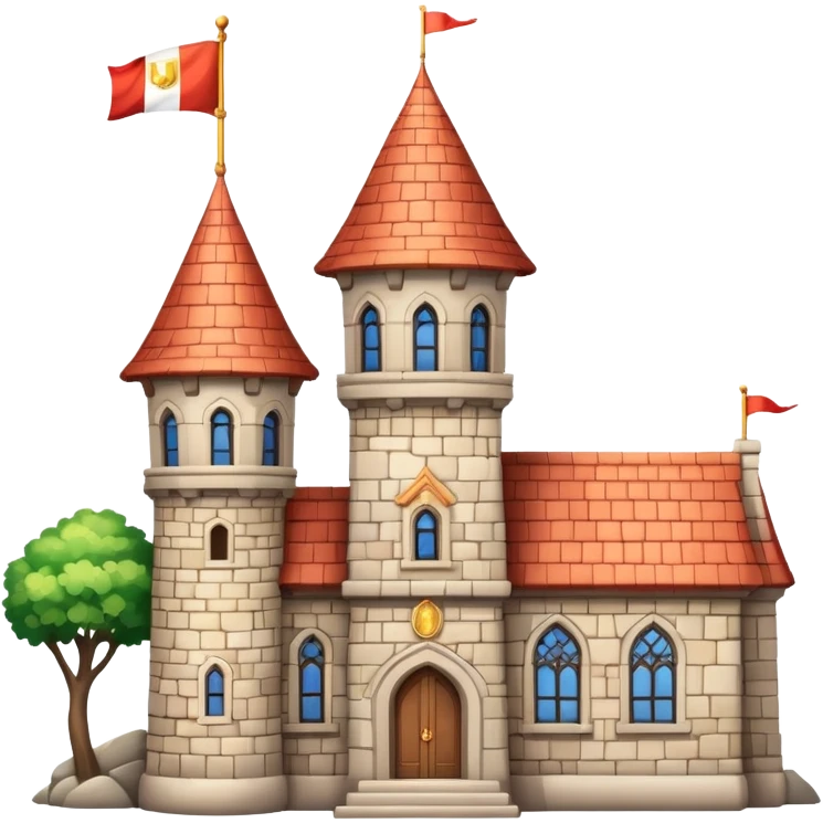 magic school, with a flag, flag on a roof emoji