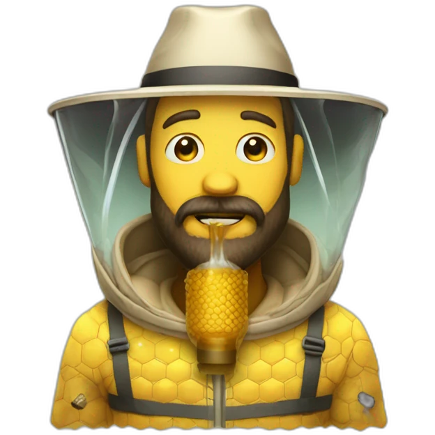 Beekeeper with 3 day beard drinking hydromel emoji