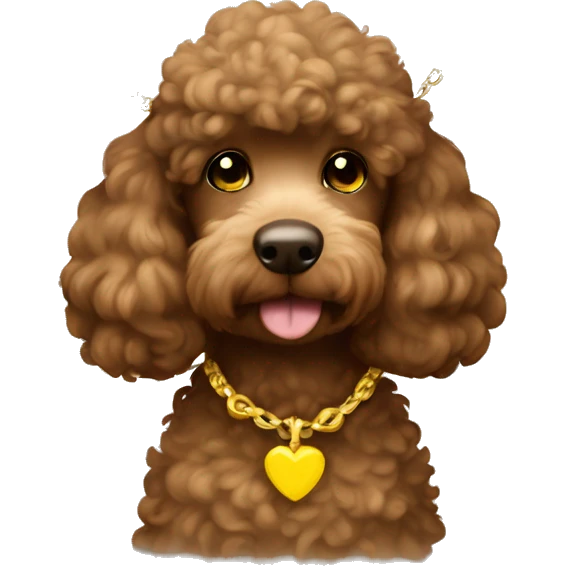soft brown poodlle whit yellow necklace emoji