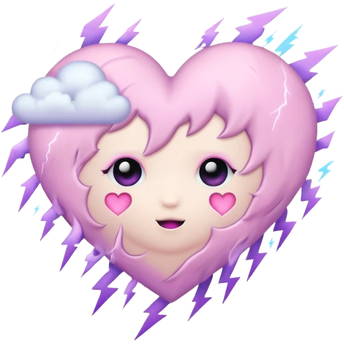 pastel goth heart with cloud and lightning emoji