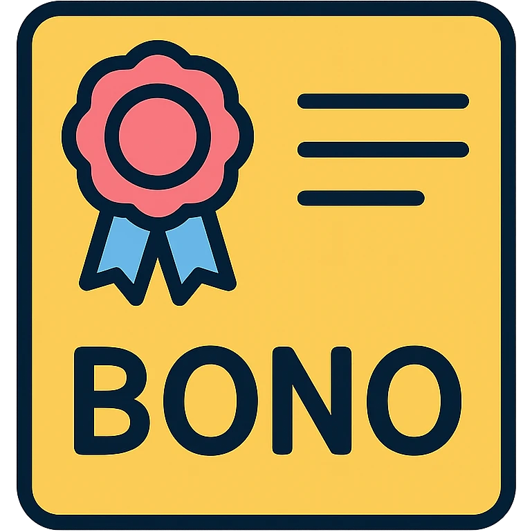 simple financial bond icon with the word 'bono' emoji