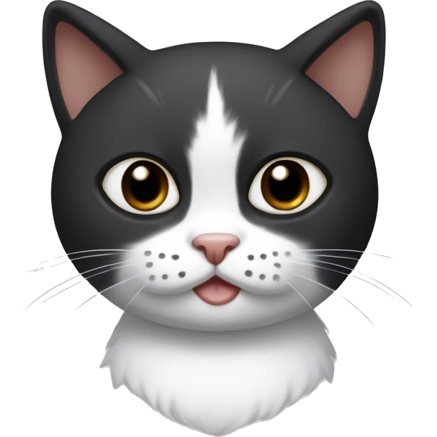 Ruxito cat with half white and half black nose and black heart with whit stomach an white front paws emoji