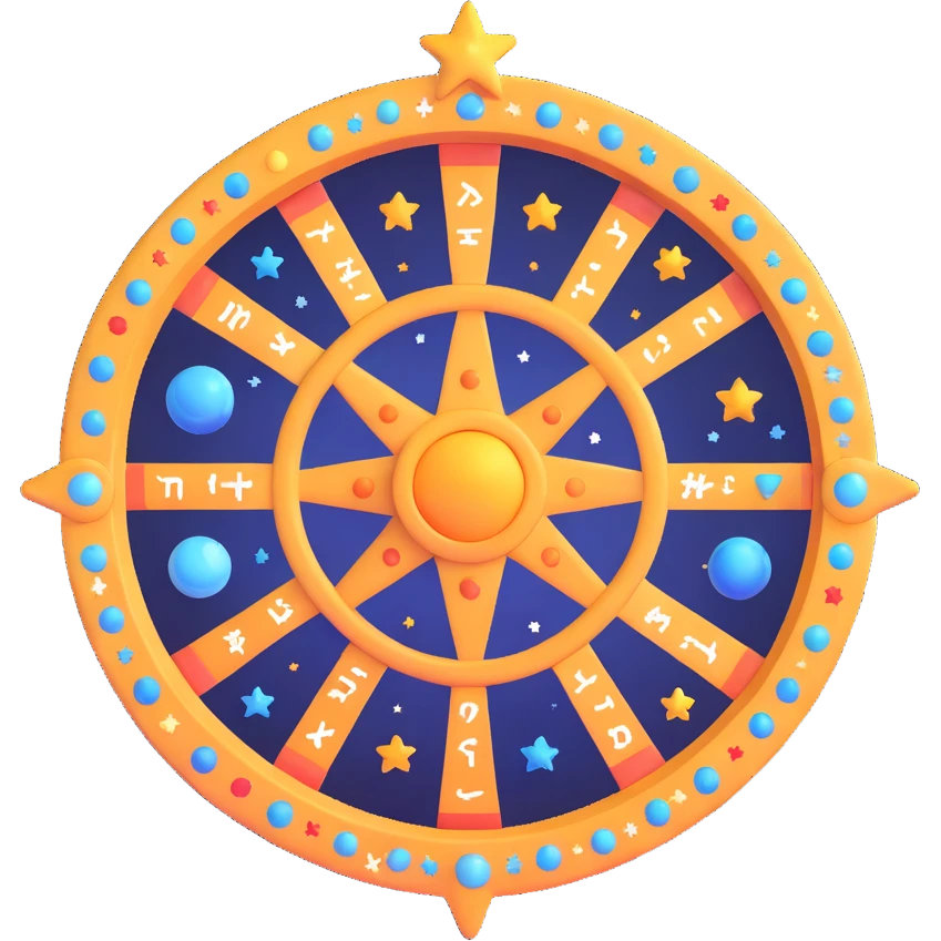 astrology wheel with stars, celestial vibe, glowing colors emoji