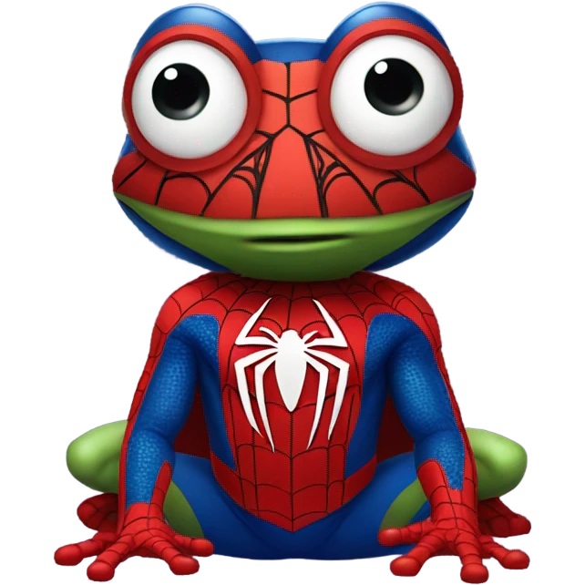 A frog in a spider-man costume emoji
